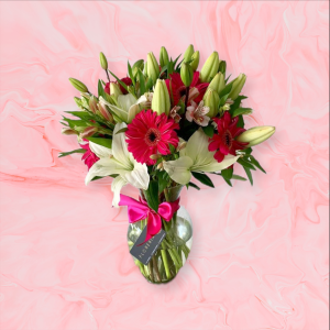 Jarrón 10 Gerberas Y 5 Lilis